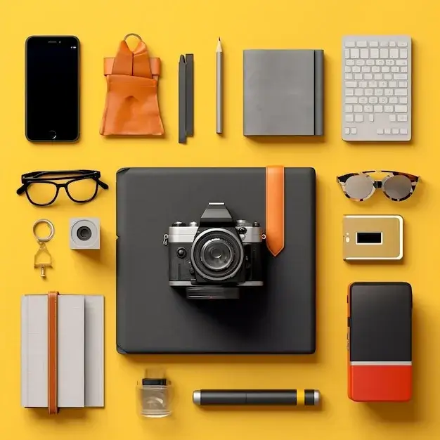A flat lay of various CreatorKit products arranged neatly, showing a cohesive design language