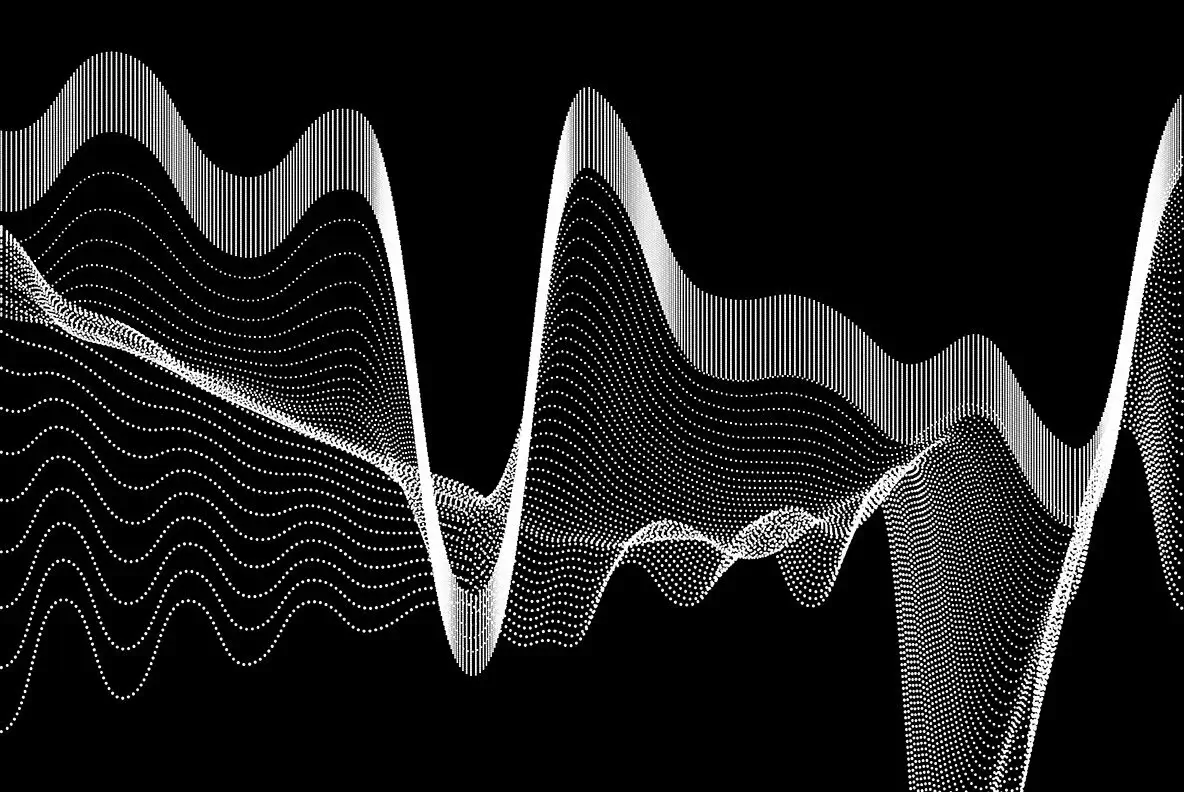 A waveform of clean audio next to a waveform of noisy audio
