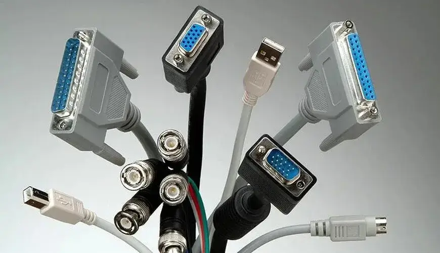 A collection of adapter cables for various cameras and devices.