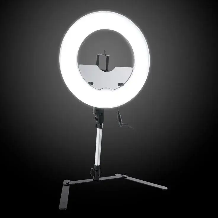 The Aura Pro 18-inch Ring Light on its stand.