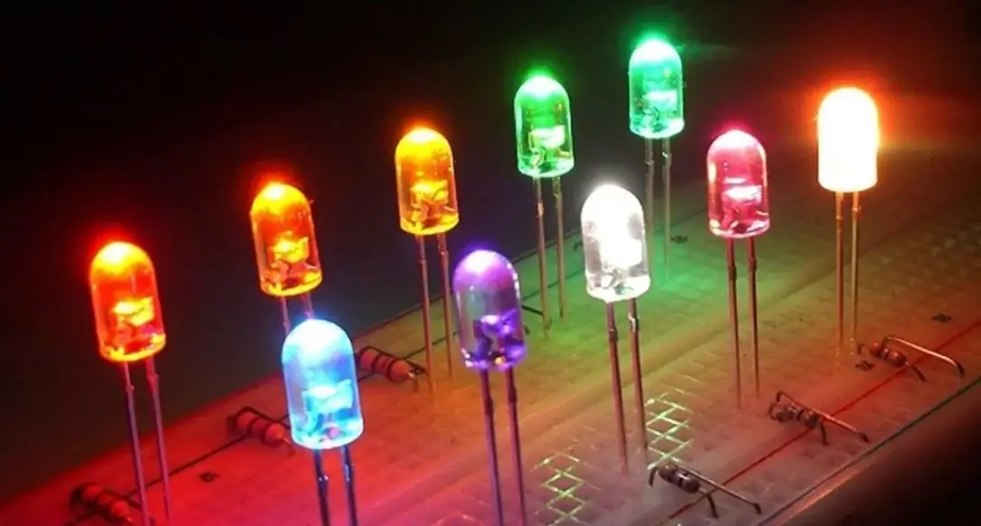 A macro shot of LEDs demonstrating true color accuracy.